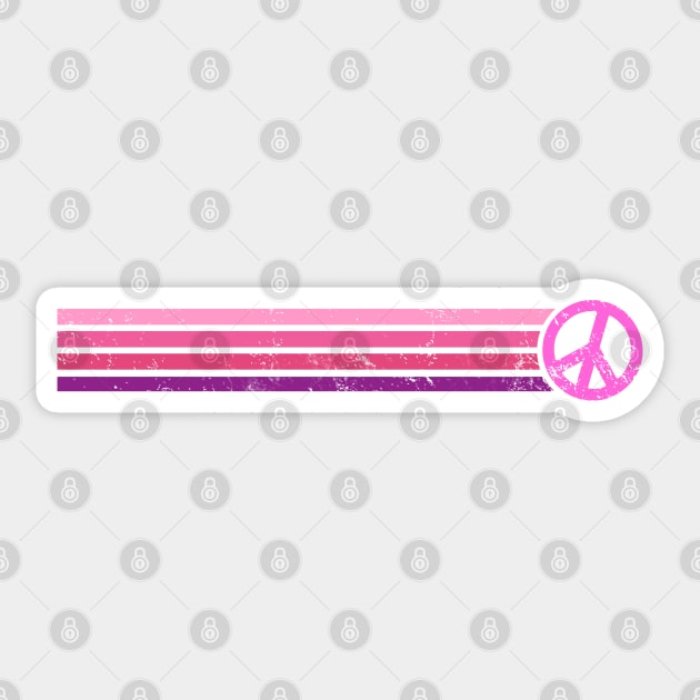 RETRO PEACE STRIPES - Pink & Purple Sticker by Jitterfly